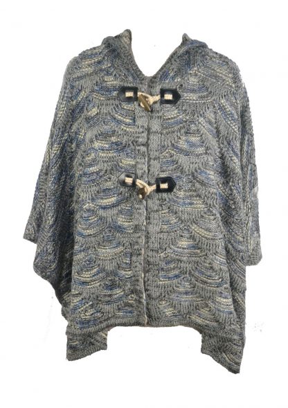 Poncho Knitted Grey One Size