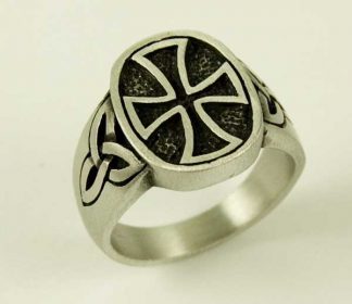 Ring Pewter Cross In Centre