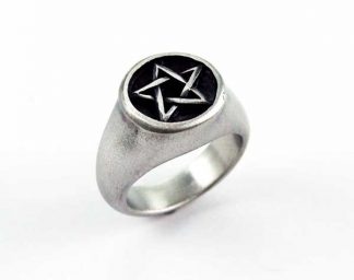 Ring Pewter Pentagram In Circle