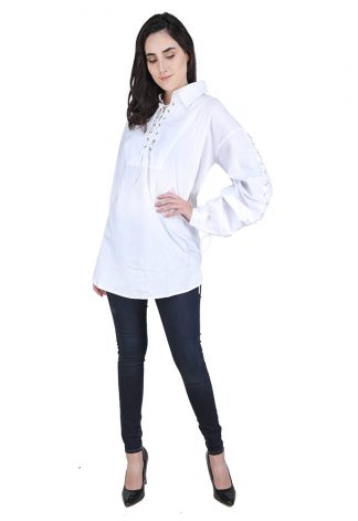 Dark Star Shirt Cotton Eyelets White