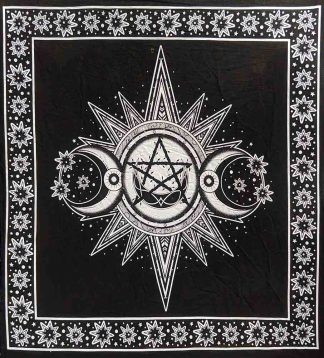 Altar Cloth Triple Moon B/W