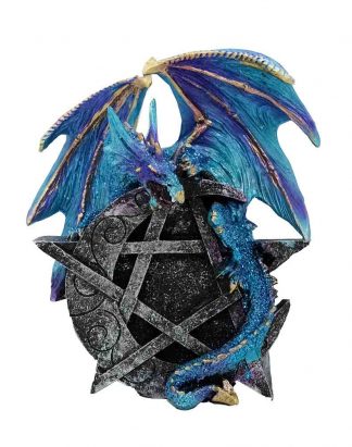 Dragon On Pentagram Moon Blue