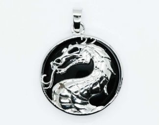 Pendant Dragon Obsidian Round